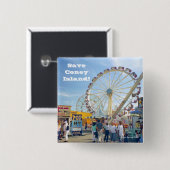 Sparen Coney Island! Vierkante Button (blauw) (Voorkant /achterkant)