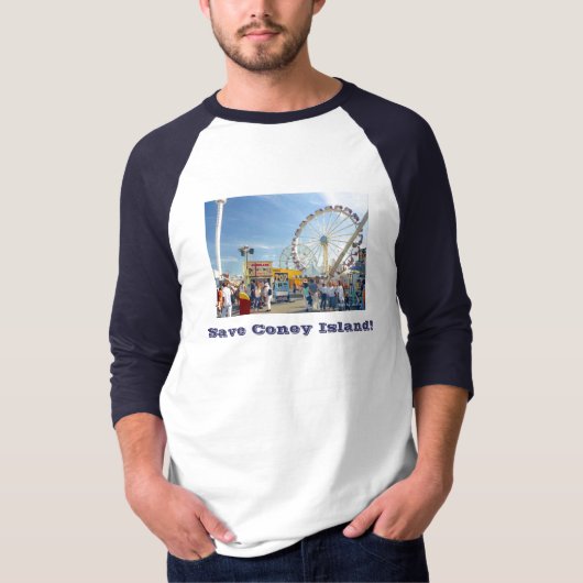 Sparen Coney Island! Volwassenen Raglan T-shirt me (Voorkant)