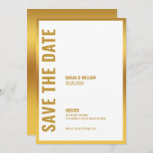 Sparen date-White met de gouden Uitnodiging van he (Voorkant / Achterkant)