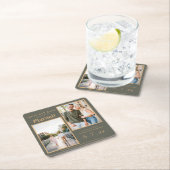 Sparen Datum 2 Foto Rust Brown Moss Green Onderzet Kartonnen Onderzetters (Insitu)