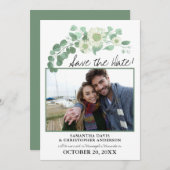 Sparen Datum 2 Foto's Eucalyptus Greenery Kaart (Voorkant / Achterkant)
