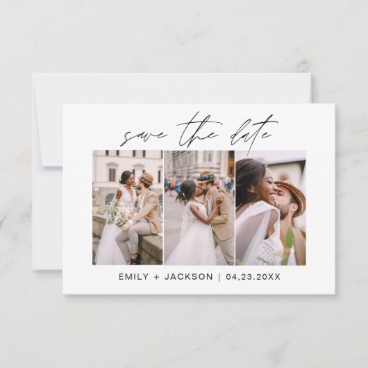 Sparen Datum 3 de Foto Elegant Modern Save The Date (Voorkant)