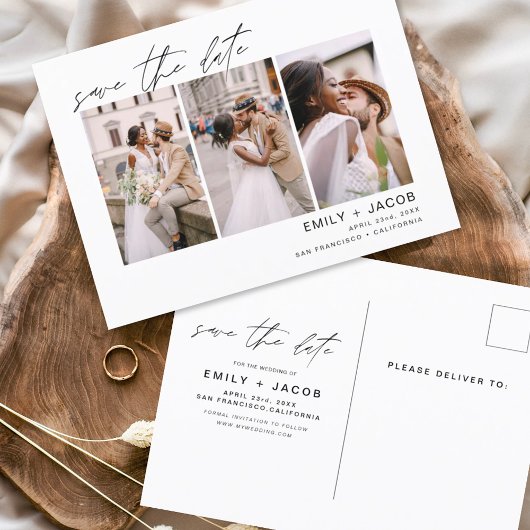 Sparen Datum 3 het Briefkaart van de Foto Elegant