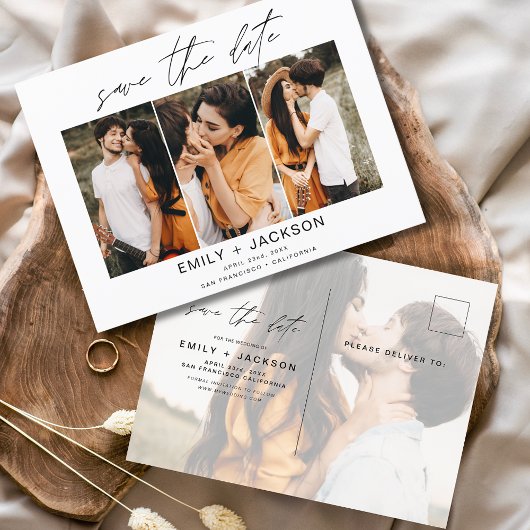 Sparen Datum 4 de Foto Elegant Classy Modern Briefkaart