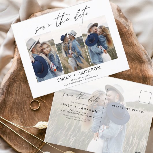 Sparen Datum 4 de Foto Elegant Classy Modern Briefkaart