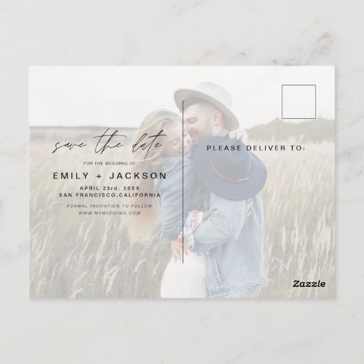 Sparen Datum 4 de Foto Elegant Classy Modern Briefkaart (Achterkant)