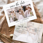 Sparen Datum 4 de Foto Elegant Modern Briefkaart<br><div class="desc">Moderne en Elegant Horizontaal Vier (4) Foto sparen de Magnet van de Weddenschap van de Datum met hand letterlijke manuscripttypografie. Sparen de magneet van de datumuitnodiging omvat manuscripttypografie en chic en eenvoudig ontwerp dat u uw aangepast afbeelding van de de fotografie van het verloving kunt toevoegen aan.</div>