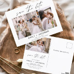 Sparen Datum 4 de Foto Elegant Modern Briefkaart<br><div class="desc">Moderne en Elegant Horizontaal Vier (4) Foto sparen de Magnet van de Weddenschap van de Datum met hand letterlijke manuscripttypografie. Sparen de magneet van de datumuitnodiging omvat manuscripttypografie en chic en eenvoudig ontwerp dat u uw aangepast afbeelding van de de fotografie van het verloving kunt toevoegen aan.</div>