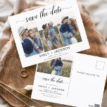 Sparen Datum 4 de Foto Elegant Modern Briefkaart<br><div class="desc">Moderne en Elegant Horizontaal Vier (4) Foto sparen de Magnet van de Weddenschap van de Datum met hand letterlijke manuscripttypografie. Sparen de magneet van de datumuitnodiging omvat manuscripttypografie en chic en eenvoudig ontwerp dat u uw aangepast afbeelding van de de fotografie van het verloving kunt toevoegen aan.</div>