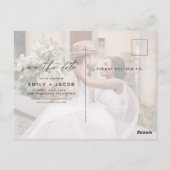 Sparen Datum 4 Foto Elegant Editable Briefkaart (Achterkant)