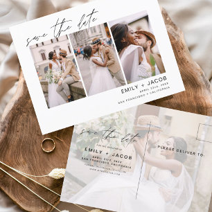 Sparen Datum 4 Foto Elegant Editable Briefkaart
