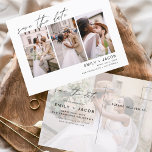 Sparen Datum 4 Foto Elegant Editable Briefkaart<br><div class="desc">Moderne en Elegant Horizontaal Vier (4) Foto sparen de Magnet van de Weddenschap van de Datum met hand letterlijke manuscripttypografie. Sparen de magneet van de datumuitnodiging omvat manuscripttypografie en chic en eenvoudig ontwerp dat u uw aangepast afbeelding van de de fotografie van het verloving kunt toevoegen aan.</div>