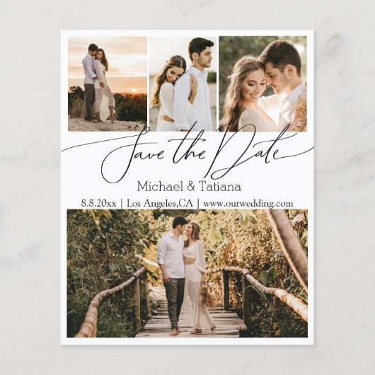 sparen datum 4 foto ' s collage trouwkaart (Voorkant)