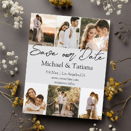 sparen datum 6 foto ' s collage trouwkaart