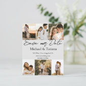 sparen datum 6 foto ' s collage trouwkaart (Staand voorkant)