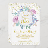 Sparen datum schittert het kaartgoud save the date (Voorkant / Achterkant)