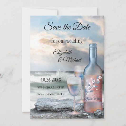 Sparen de Aangepaste Beach bruiloft van de Foto va Save The Date (Voorkant)