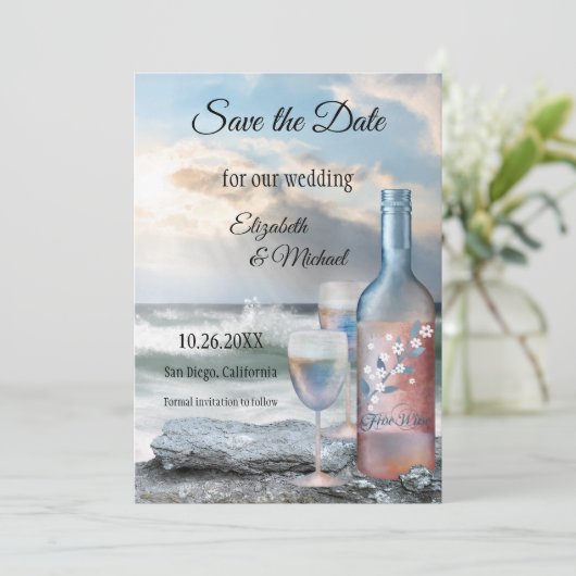 Sparen de Aangepaste Beach bruiloft van de Foto va Save The Date (Staand voorkant)