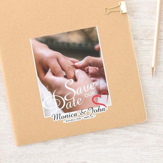 Sparen de Aangepaste Foto van de Datum Sticker (Notitieboek)