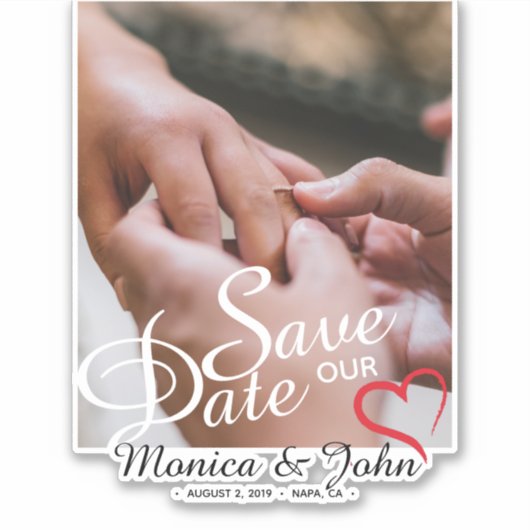 Sparen de Aangepaste Foto van de Datum Sticker (Voorkant)