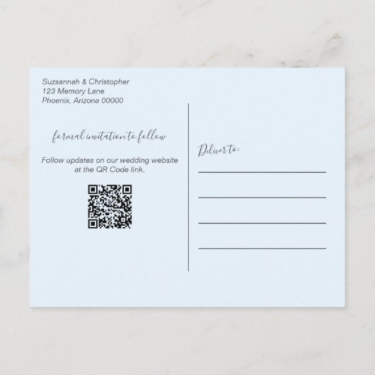 Sparen de Aankondiging van de Datum de Code van de Briefkaart (Achterkant)