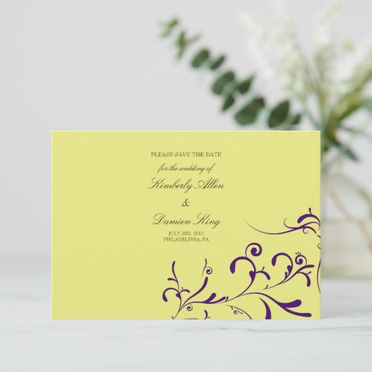 Sparen de Aankondiging van de Datum | Floral Splas (Staand voorkant)