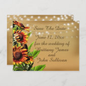 Sparen de Aankondiging van de Datum, Zonnebloemen Briefkaart (Voorkant / Achterkant)