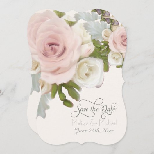 Sparen de Aankondigingen van de Datum Elegant Roos (Voorkant / Achterkant)