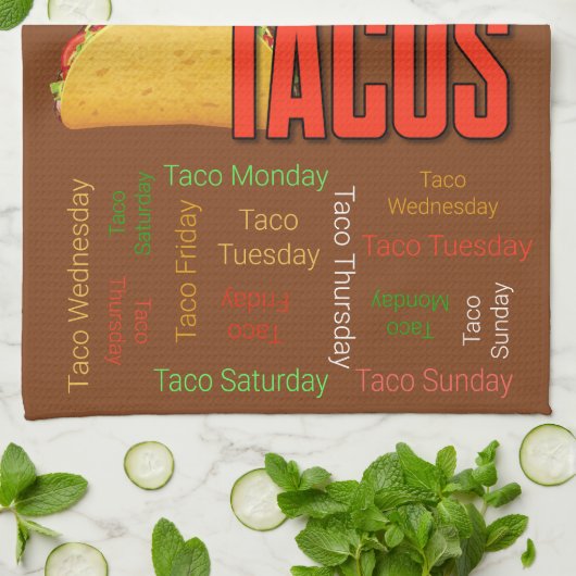 Sparen de Aarde enige Planet met Tacos-schaal Theedoek (Gevouwen)