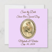 Sparen de Antiek Bride van de Datum Magnetische Uitnodiging (Voorkant)