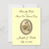 Sparen de Antiek Geel van de Bride van de Datum Magnetische Uitnodiging (Voorkant)