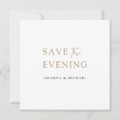 Sparen de Avond Elegant Minimalistisch Modern Gold Save The Date (Voorkant)