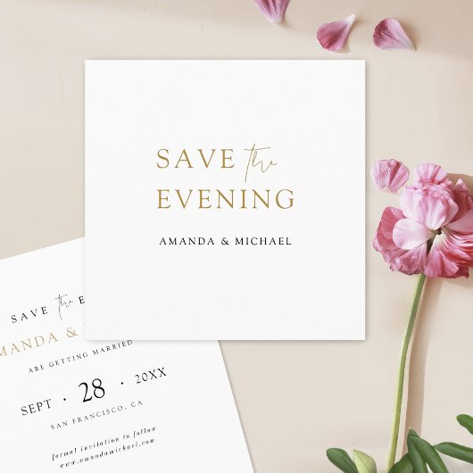 Sparen de Avond Elegant Minimalistisch Modern Gold Save The Date