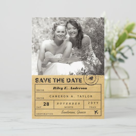 Sparen de Bagagelabel van de Bestemming van de Dat Save The Date (Staand voorkant)