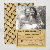 Sparen de Bagagelabel van de Bestemming van de Dat Save The Date (Voorkant / Achterkant)