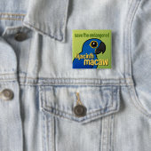 Sparen de bedreigde Hyacinth Macaw Vierkante Button 5,1 Cm (In situ)
