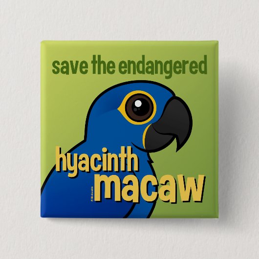 Sparen de bedreigde Hyacinth Macaw Vierkante Button 5,1 Cm (Voorkant)