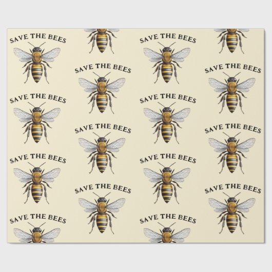 Sparen de Bees Beige Cadeaupapier (Vlak)