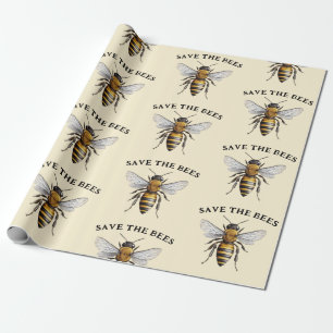 Sparen de Bees Beige Cadeaupapier