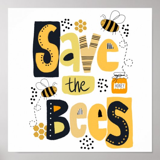 Sparen de Bees Hand Lettering Poster (Voorkant)