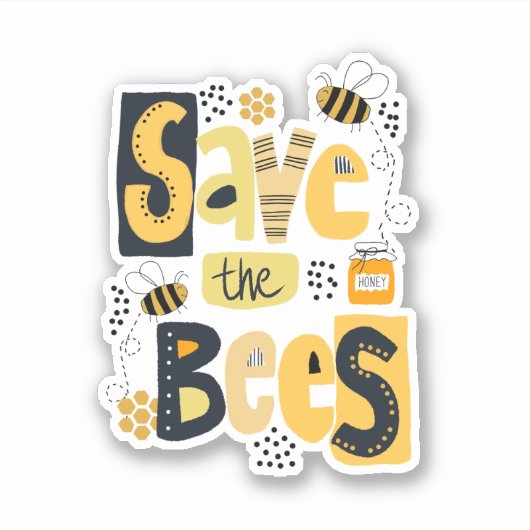 Sparen de Bees Hand Lettering Sticker (Voorkant)