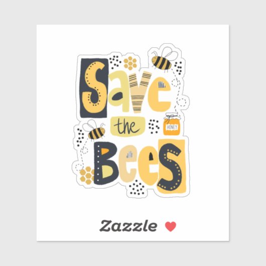 Sparen de Bees Hand Lettering Sticker (Vel)