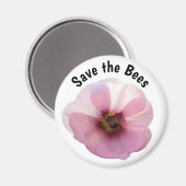 Sparen de Bees Pink Hollyhock Magnet (Voorkant / Achterkant)