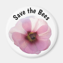 Sparen de Bees Pink Hollyhock Magnet