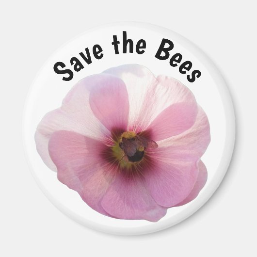 Sparen de Bees Pink Hollyhock Magnet (Voorkant)