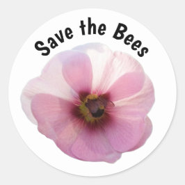Sparen de Bees Pink Hollyhock Sticker