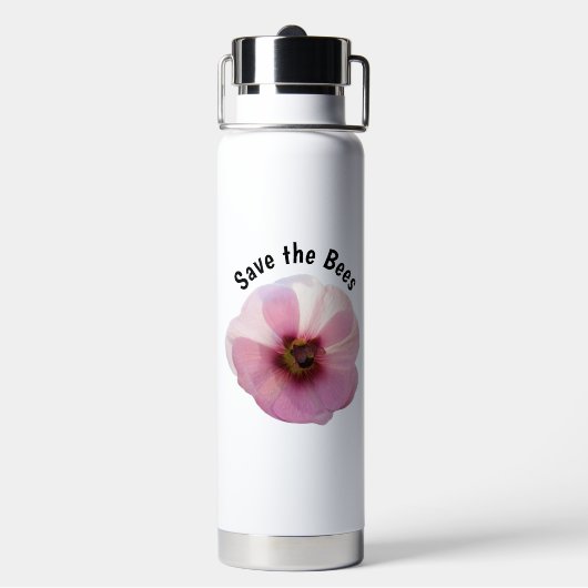 Sparen de Bees Pink Hollyhock Waterfles (Achterkant)
