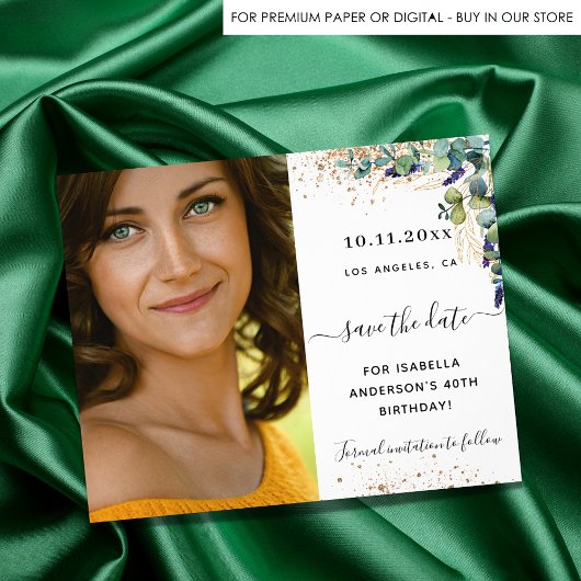 Sparen de begroting van de datumverjaardag eucalyp flyer