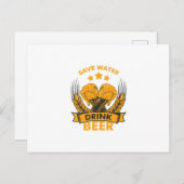 Sparen de Bier van de Drink van het Water Briefkaart (Voorkant / Achterkant)