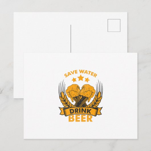 Sparen de Bier van de Drink van het Water Briefkaart (Voorkant / Achterkant)
